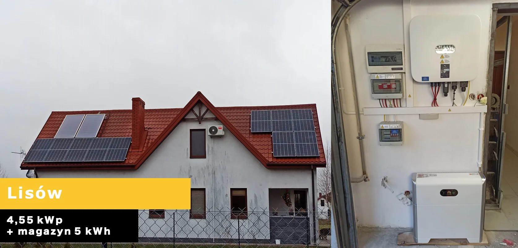 Dom z panelami i urządzeniami energetycznymi